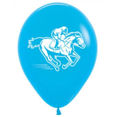 Blue Horse Racing Balloons - pk6