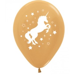 Gold Unicorn Balloons - pk6