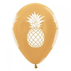 White Pineapples On Gold Balloons - pk25
