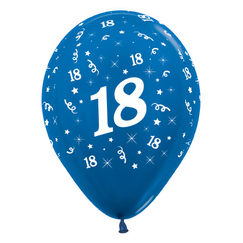 Age 18 Metallic Blue Latex Balloons (pk25)