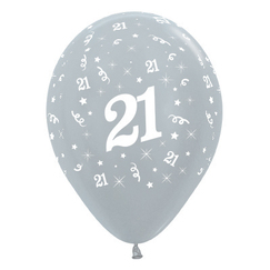 Satin Pearl Silver 21 Balloons - pk25