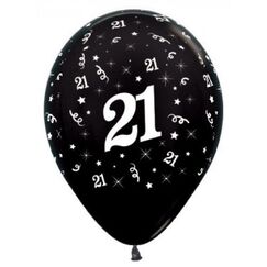 Metallic Black 21 Balloons - pk25