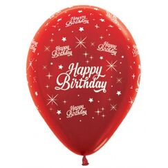 Red Birthday Twinkling Balloons - pk6