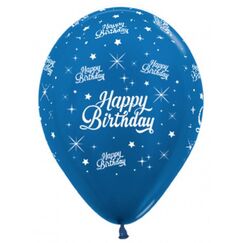 Metallic Blue Birthday Twinkling Balloons - pk6
