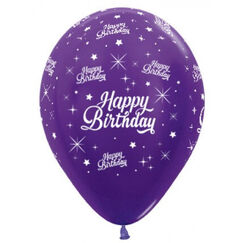 Purple Birthday Twinkling Balloons - pk6
