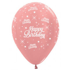 Rose Gold Birthday Twinkling Balloons - pk6