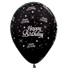 Black Birthday Twinkling Balloons - pk6
