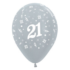 Satin Pearl Silver 21 Balloons - pk6