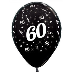 Metallic Black 60 Balloons - pk6