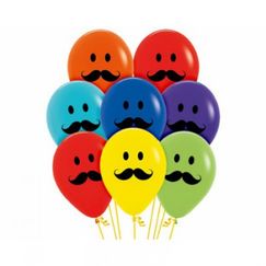 Smiley Moustache Faces Balloons - pk12