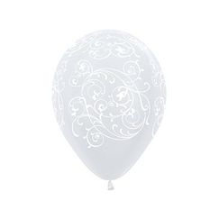Filigree White Balloons - pk12