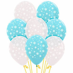 Clear And Blue Snowflakes Balloons - pk12