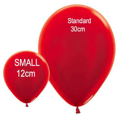 Small 12cm Metallic Red Balloons - pk50