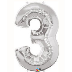 Number 3 Balloon - Silver