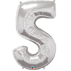 Number 5 Balloon - Silver