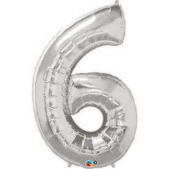 Number 6 Balloon - Silver