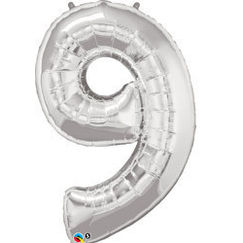 Number 9 Balloon - Silver