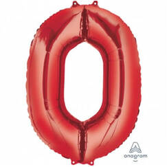 Red Number 0 Balloon  (86cm)