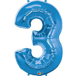 Number 3 Balloon - Blue