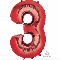 Red Number 3 Balloon (86cm)