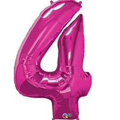 Number 4 Balloon - Magenta Pink