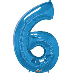 Number 6 Balloon - Blue