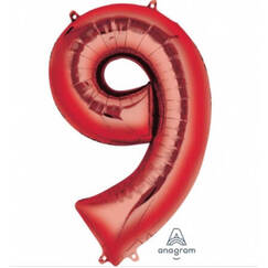 Red Number 9 Balloon (86cm)