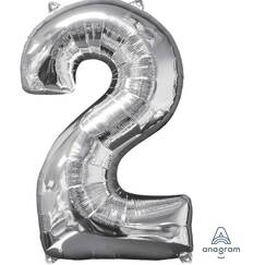 Silver Number 2 Balloon (66cm)