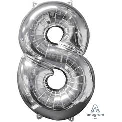 Silver Number 8 Balloon (66cm)