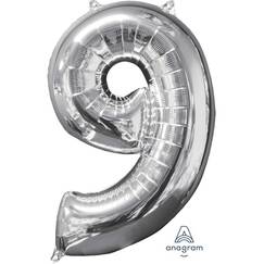 Silver Number 9 Balloon (66cm)