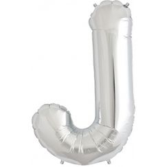 Letter J Megaloon Balloon - Silver