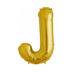Letter J Megaloon Balloon - Gold