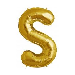 Letter S Megaloon Balloon - Gold