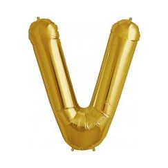 Letter V Megaloon Balloon - Gold