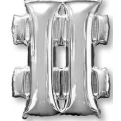 Silver # (hashtag) Symbol 86cm Balloon