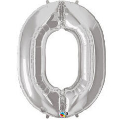 Number Zero 0 Balloon (40cm) - Silver