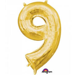 Gold Number 9 Balloon (40cm)