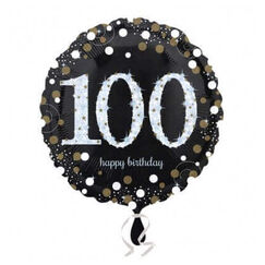 Sparkling Black 100 Balloon (45cm)
