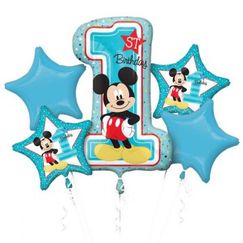 Mickey Mouse 1st Birthday Balloon Bouquet (flat) - pk5