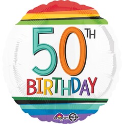Rainbow 50th Birthday Balloon (45cm)
