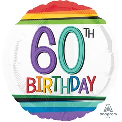 Rainbow 60th Birthday Balloon (45cm)