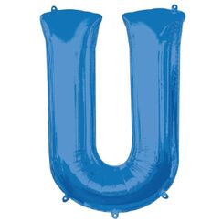 Letter U Balloon (86cm) - Blue