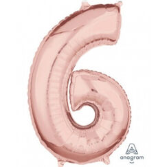 Number 6 Balloon - Rose Gold
