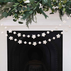 White Christmas Felt Beads And Stars Garland