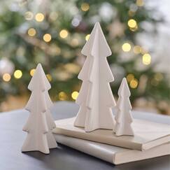 White Christmas Tree Ceramic Decorations (pk3)
