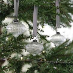 Ribbed Glass Christmas Tree Ornaments (pk3)