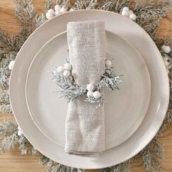 White Christmas Napkin Rings (pk4)