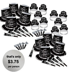 New Year Black Silver Party Kit for 20