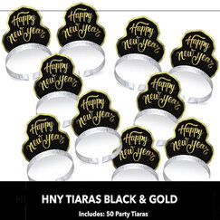 New Year Black Gold Tiaras (pk50)
