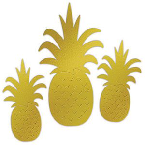Gold Foil Pineapple Silhouette Cutouts - pk3